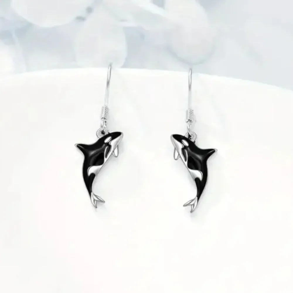 Orca Whale Jewelry Set Necklace Earrings Shamu Sea World Ocean Sea Life Jewelry